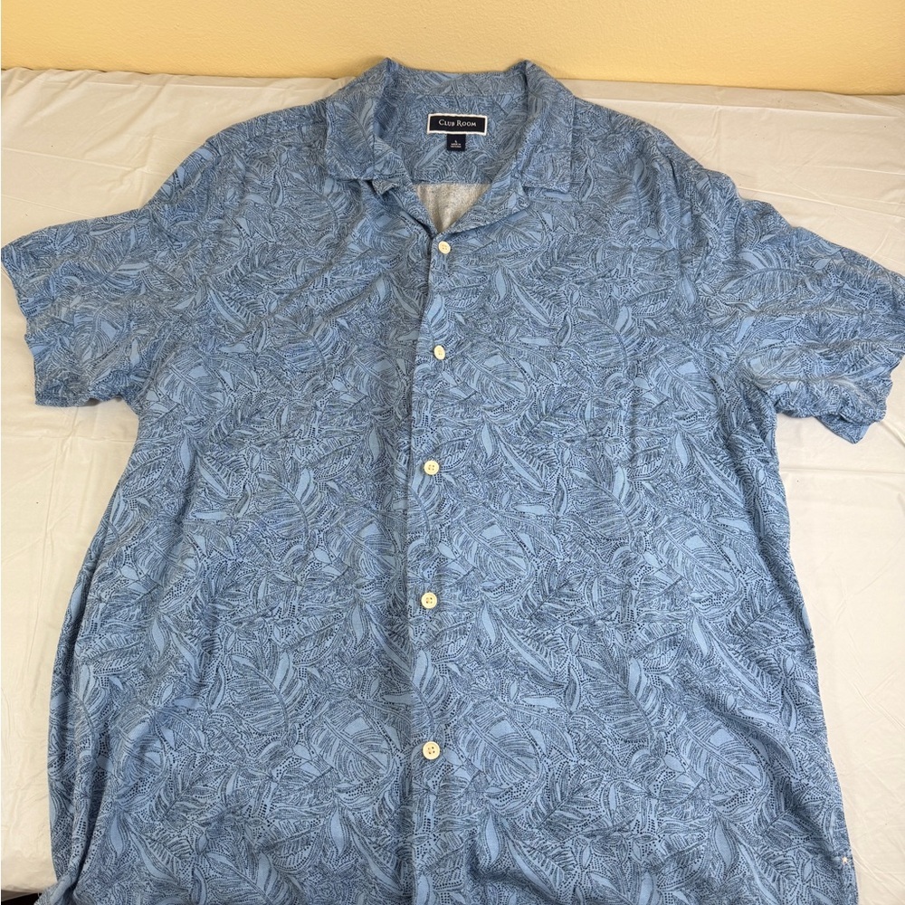 Club‎ Room Blue Leaf Print Men's Shirt